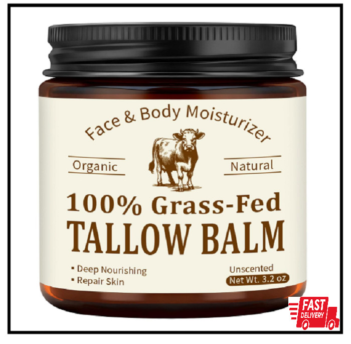 Beef Tallow for Skin & Face, Organic Grass Fed Beef Tallow Balm, Unscented Natur