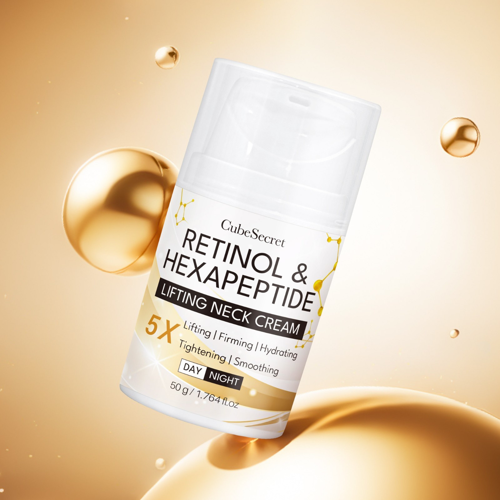 Retinol Hexapeptide Neck Cream Daily Neck Moisturizer Day Night Use 1.76oz