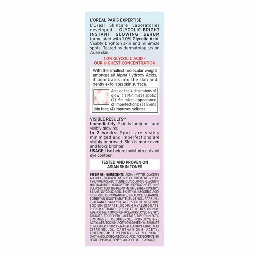 L’Oreal Paris Glycolic Bright 8% [Melasyl + Niacinamide] Face Serum 15ml