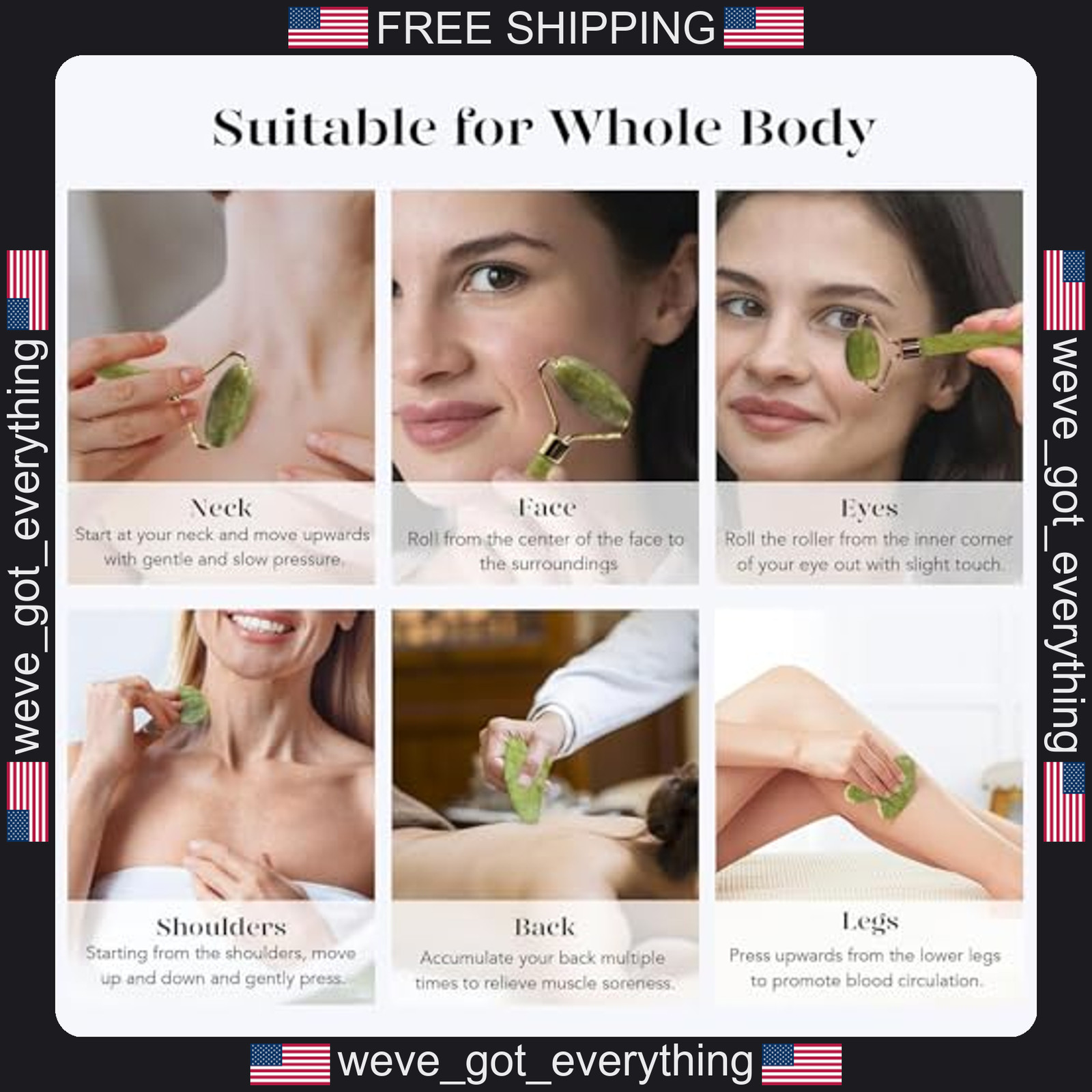 2-Piece Jade Facial Roller and Gua Sha Set for Skin Care