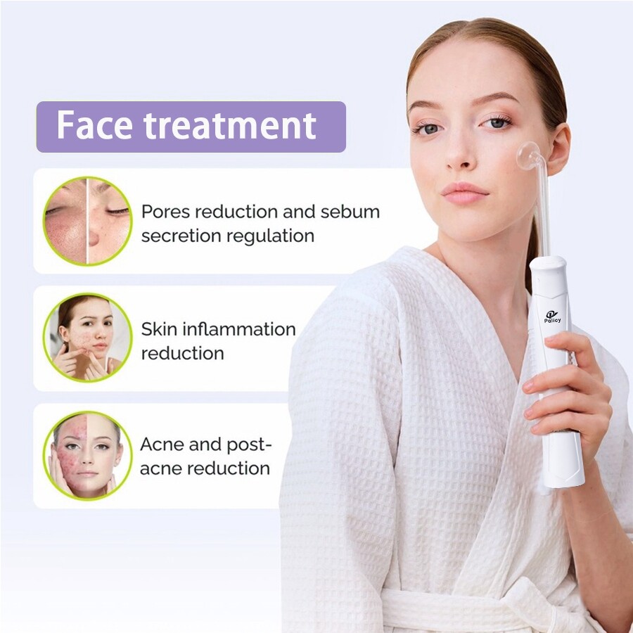 High Frequency Facial Machine – at Home Face Skin Wand Device with 4 Glass Tubes