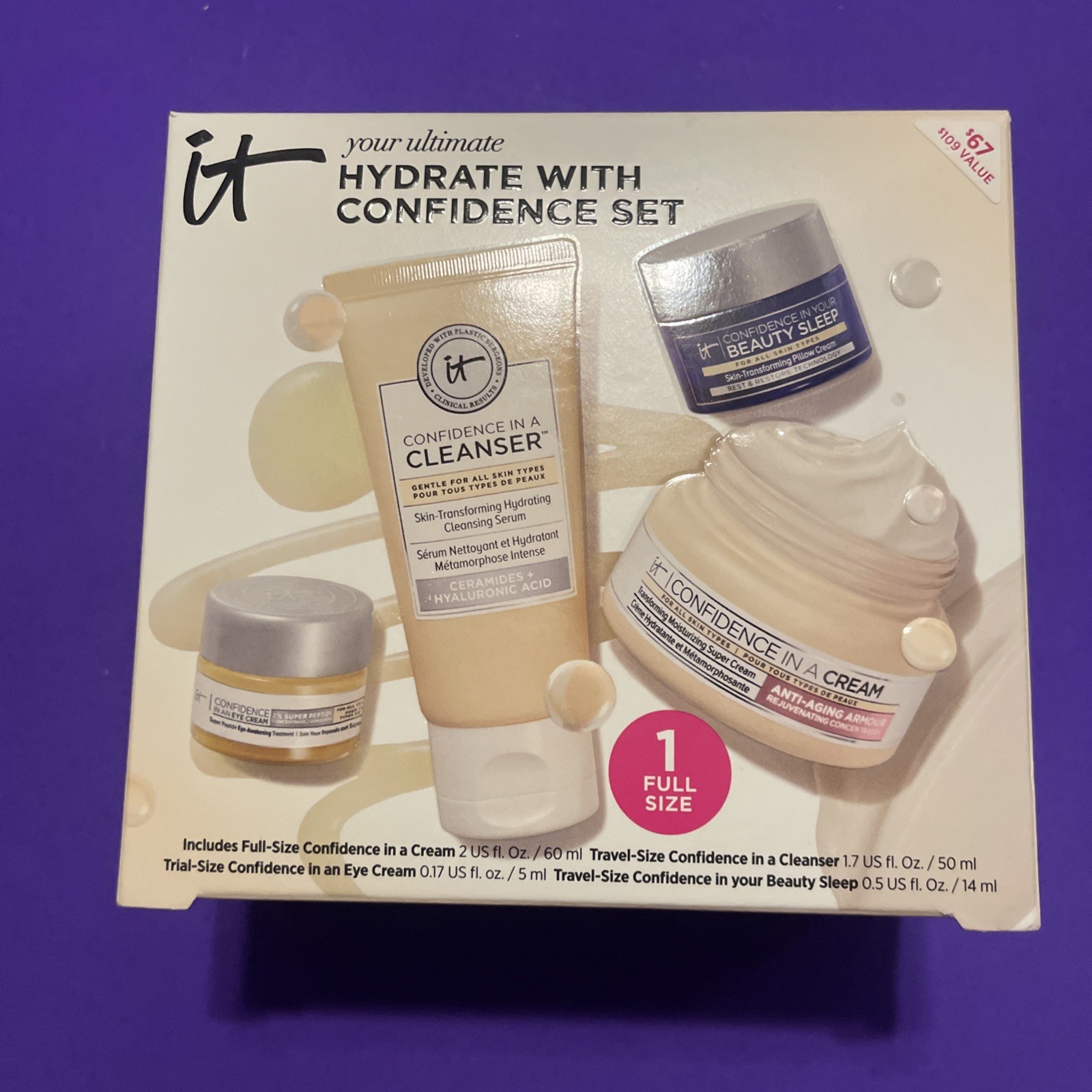 IT Cosmetics Your Ultimate Hydrate with Confidence Set Cream Cleanser Eye NEW 🎁
