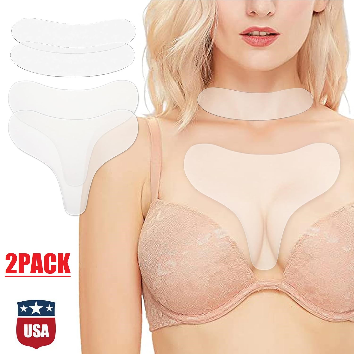 2× Anti-Wrinkle Chest And Neck Silicone Pads Are Reusable And Washable Sleeping