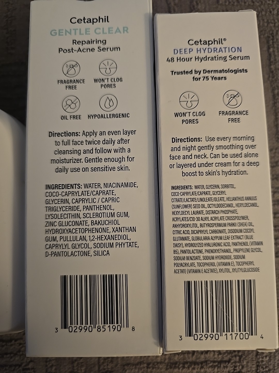 3 Pc Cetaphil Exfoliating Lotion/Acne Serum/Hydrating Serum (N011)