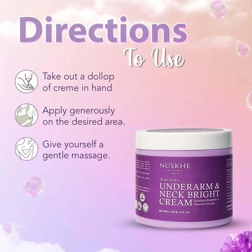 Nuskhe By Paras Underarm and Neck Bright Cream For Men & Women 100gm