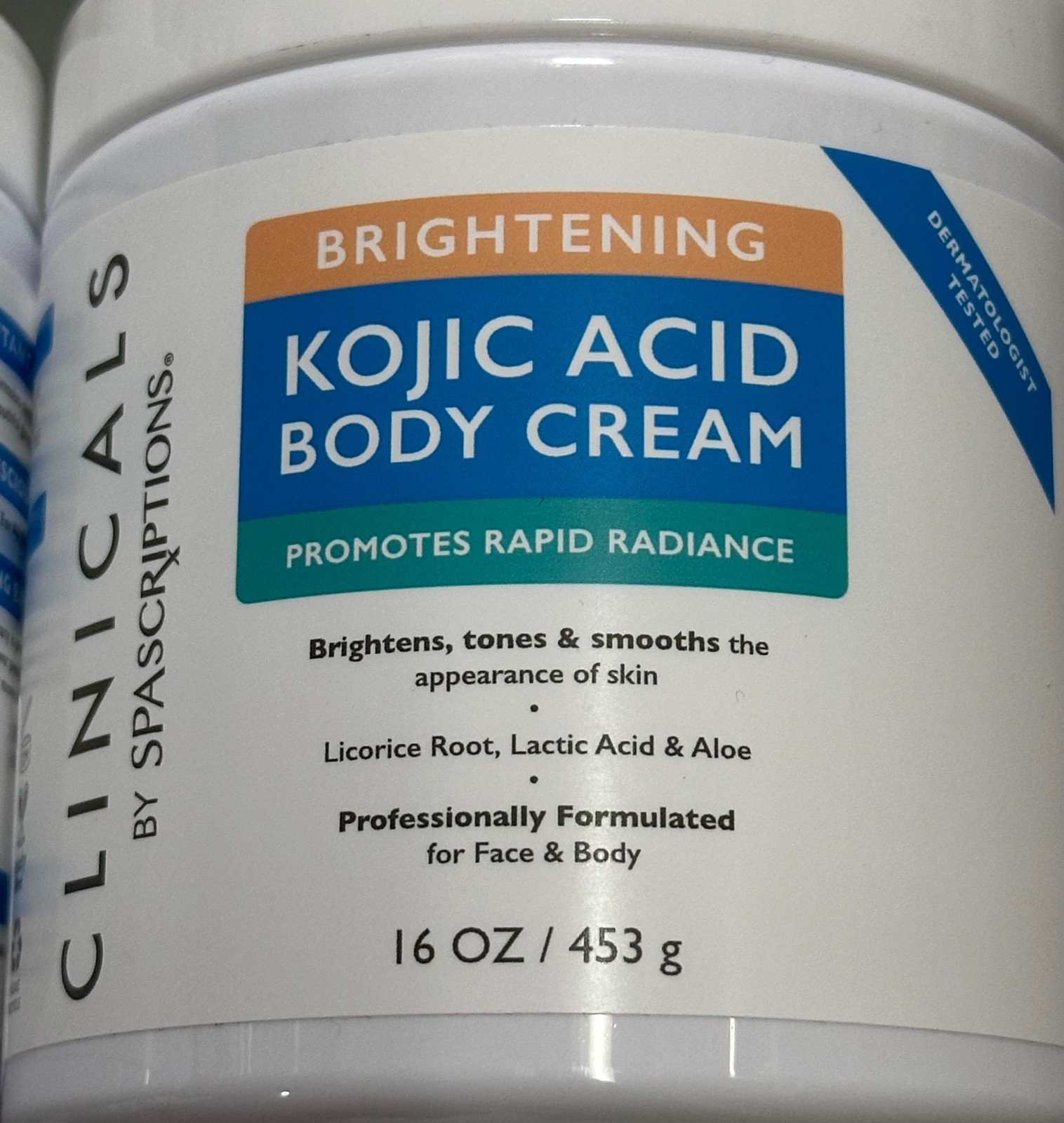 SPASCRIPTIONS CLINICALS ~KOJIC ACID Rapid Radiance BRIGHTENING BODY CREAM 453g