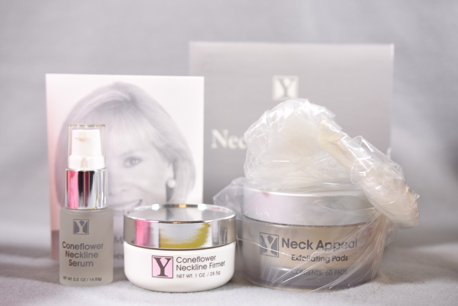 HTF 3pc Kit Diane Young Coneflower Neckline Serum Firmer Neck Appeal Pads NOS