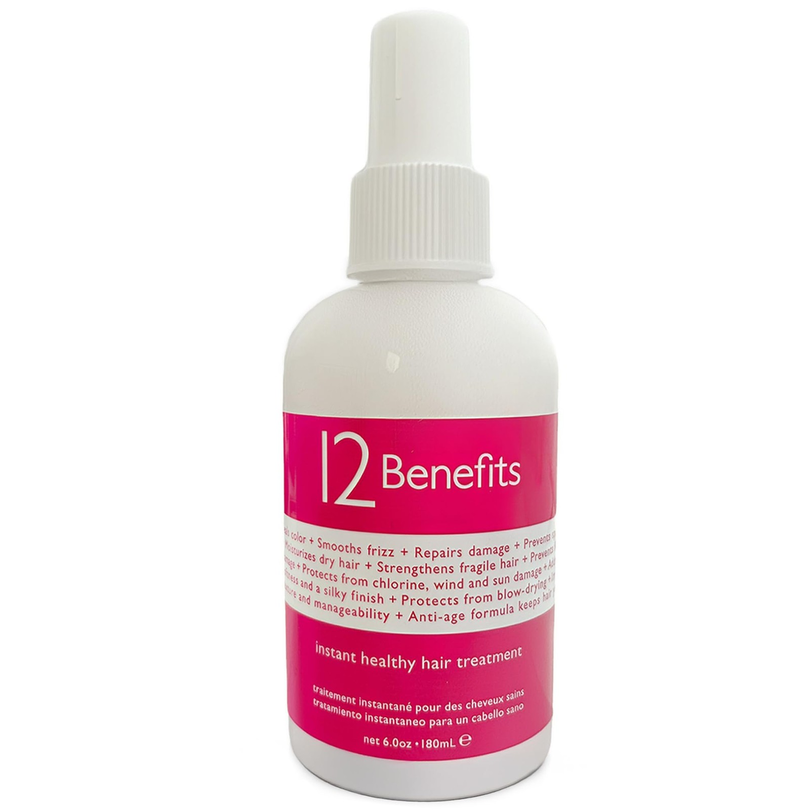 12 Benefits Leave-In Conditioner Spray + 6 Fl Oz Standard Size, clear