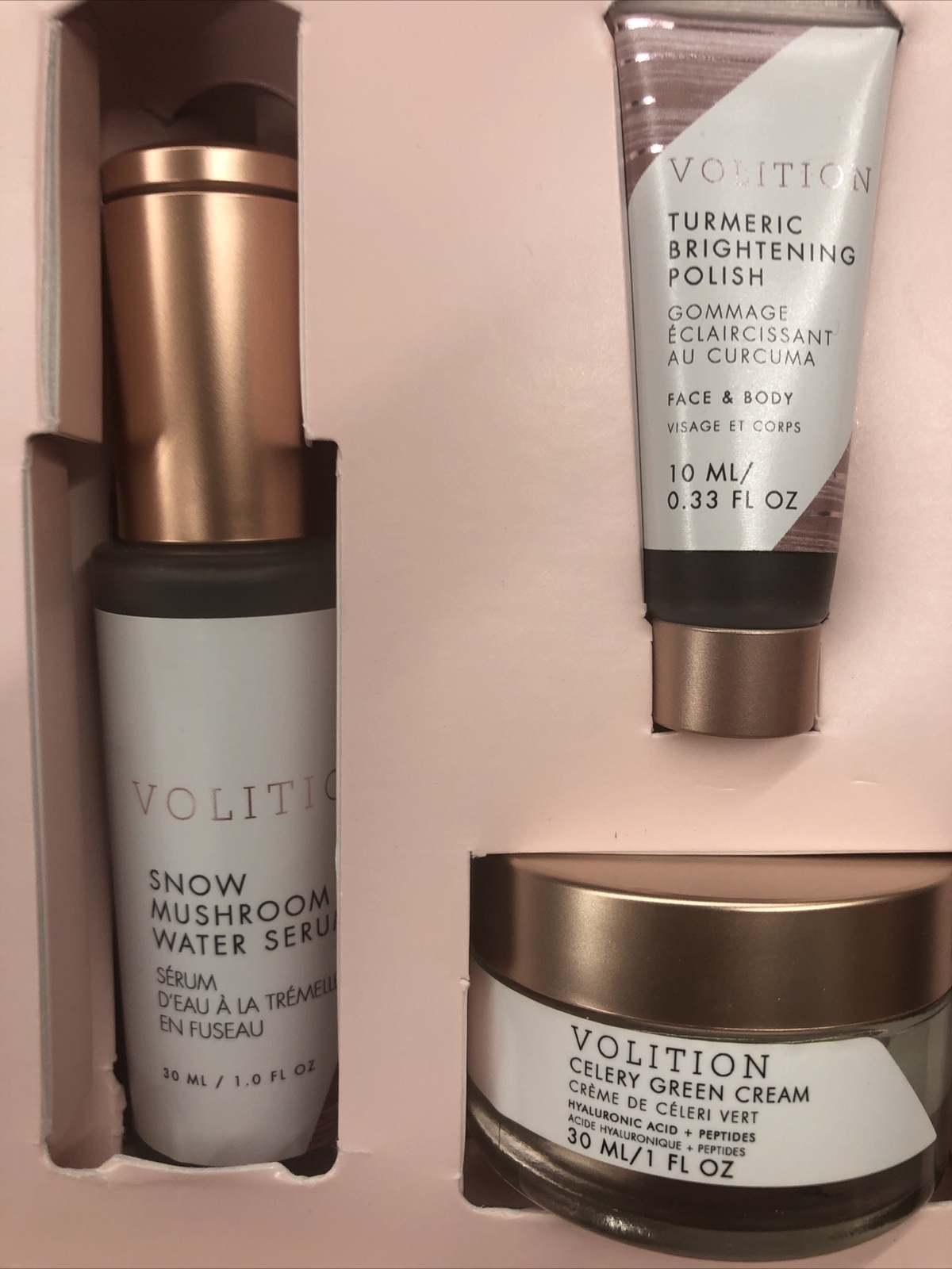 NEW VOLITION Snow Mushroom Serum Celery Creme Turmeric Polish Set