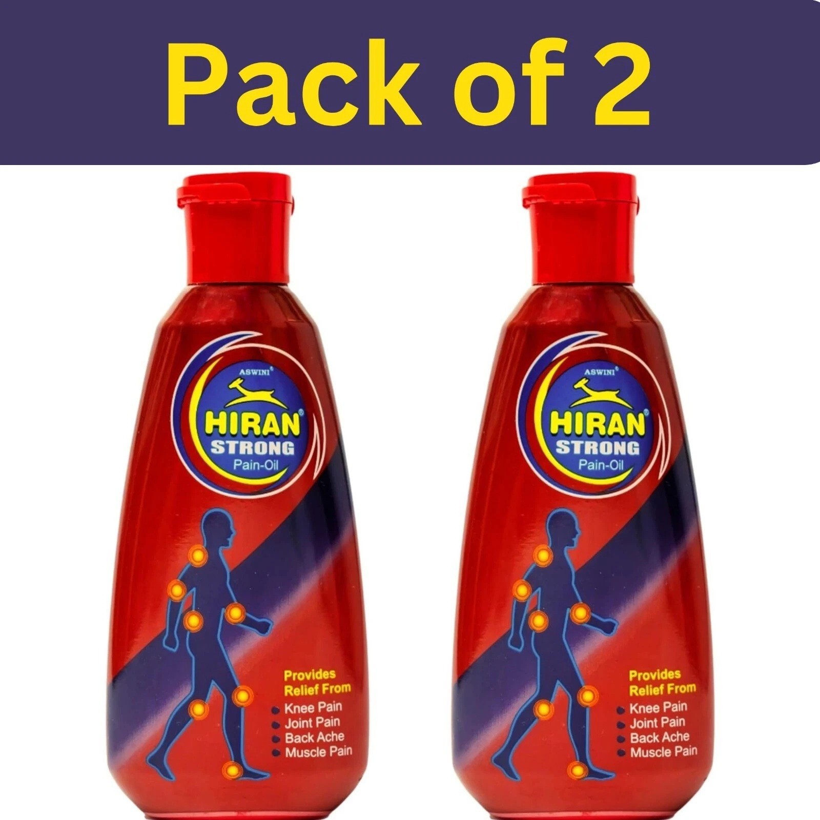 2x Aswini Hiran Pain Relief Oil & Get Relief From Knee, Joints & Back Pain -80ml