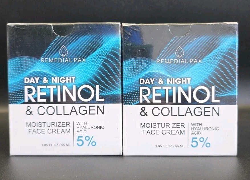 2 Pack Day & Night Retinol & Collagen Moisturizer Face Cream, Anti-aging, 55 ml