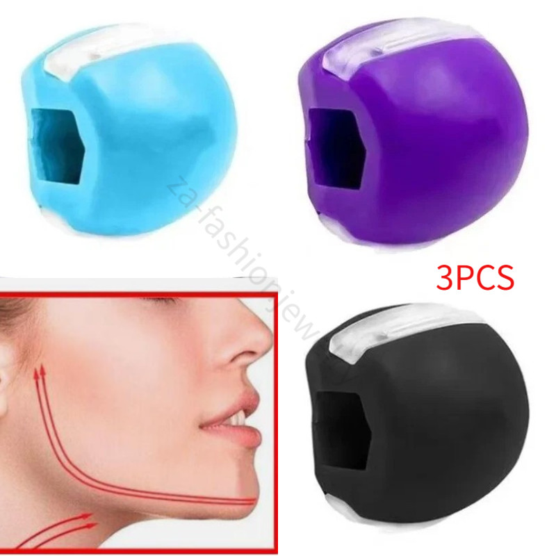 3PCS Jawline Exerciser Mouth Fitness Ball Jaw Trainer Face Double Chin Reduction